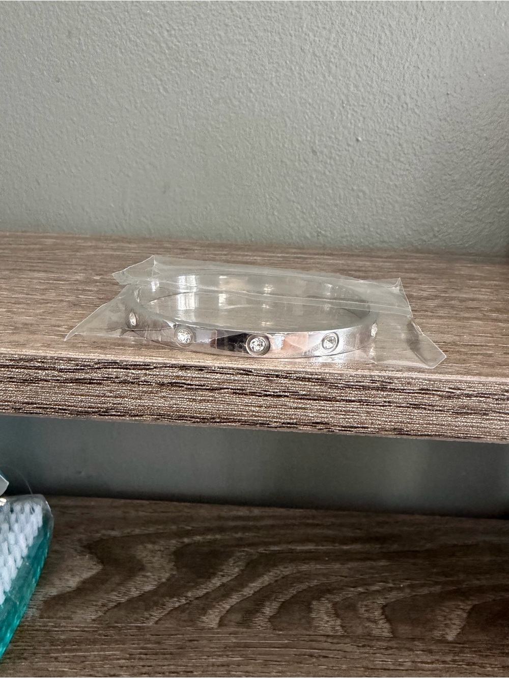 Classic Silver Crystal-Set Bangle Bracelet -